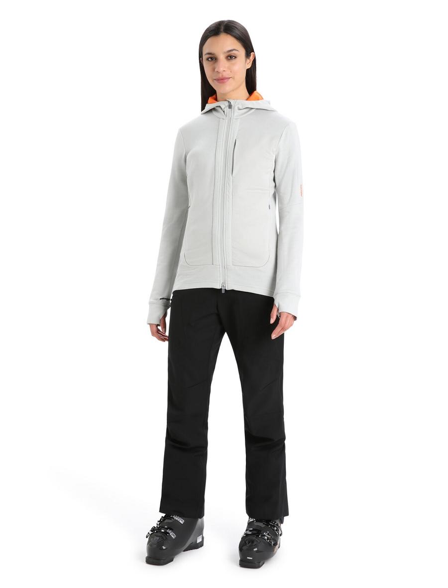 Bluzy Z Kapturem Icebreaker Merino Quantum III Long Sleeve Zip Damskie Pomarańczowe Szare | PL 1271LISH